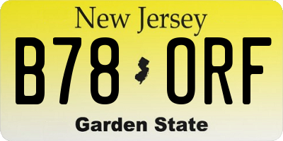 NJ license plate B78ORF