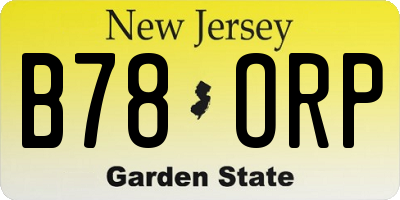 NJ license plate B78ORP