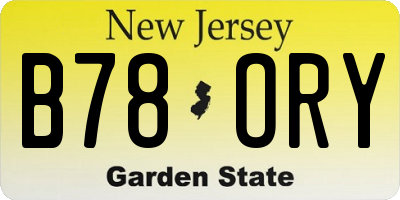 NJ license plate B78ORY