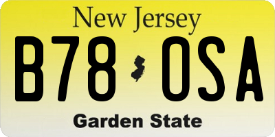 NJ license plate B78OSA