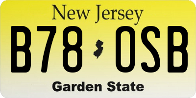 NJ license plate B78OSB