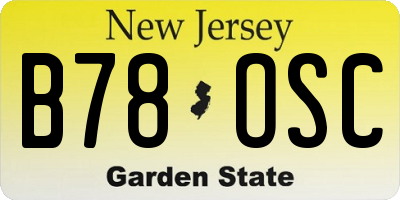 NJ license plate B78OSC