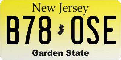 NJ license plate B78OSE
