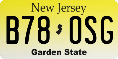 NJ license plate B78OSG