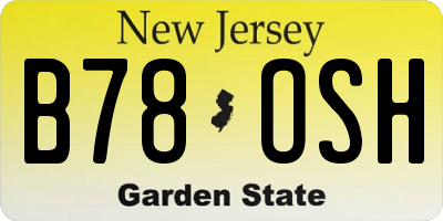 NJ license plate B78OSH