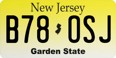 NJ license plate B78OSJ