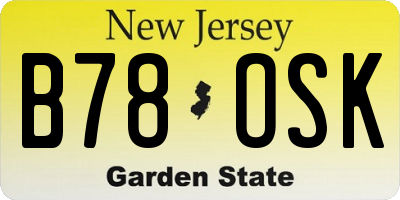 NJ license plate B78OSK