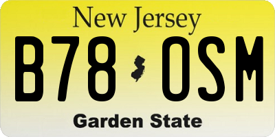 NJ license plate B78OSM