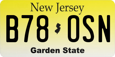 NJ license plate B78OSN