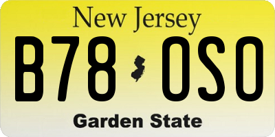 NJ license plate B78OSO