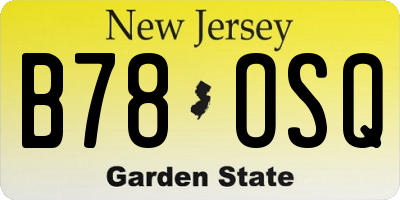 NJ license plate B78OSQ