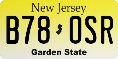NJ license plate B78OSR