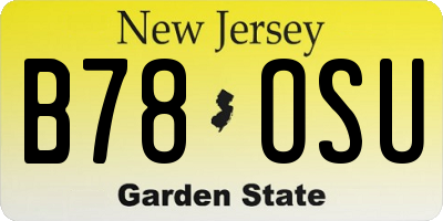 NJ license plate B78OSU
