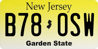 NJ license plate B78OSW