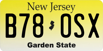 NJ license plate B78OSX