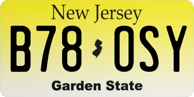 NJ license plate B78OSY