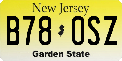 NJ license plate B78OSZ