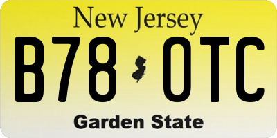 NJ license plate B78OTC