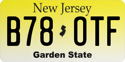 NJ license plate B78OTF