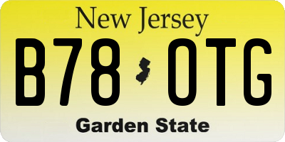 NJ license plate B78OTG