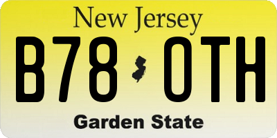 NJ license plate B78OTH