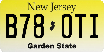 NJ license plate B78OTI