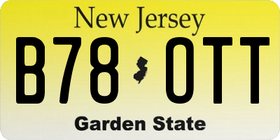 NJ license plate B78OTT