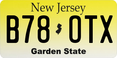 NJ license plate B78OTX