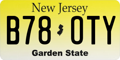 NJ license plate B78OTY