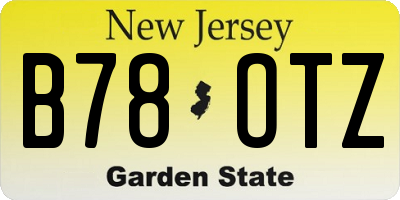 NJ license plate B78OTZ