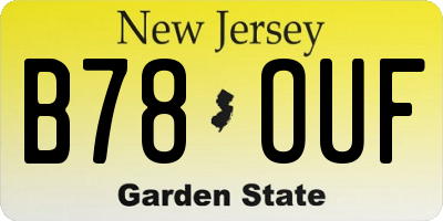 NJ license plate B78OUF