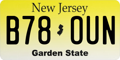 NJ license plate B78OUN