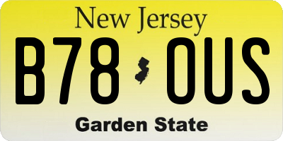 NJ license plate B78OUS