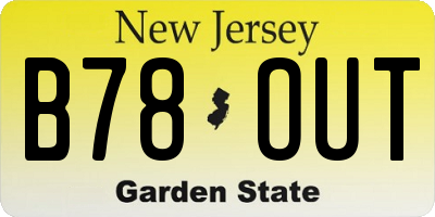 NJ license plate B78OUT