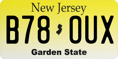 NJ license plate B78OUX