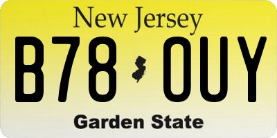 NJ license plate B78OUY