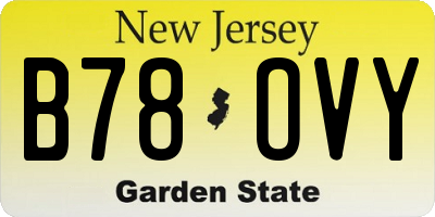 NJ license plate B78OVY