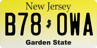 NJ license plate B78OWA