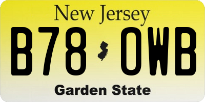 NJ license plate B78OWB