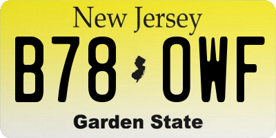 NJ license plate B78OWF