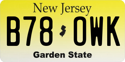 NJ license plate B78OWK