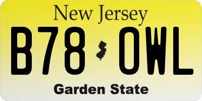 NJ license plate B78OWL