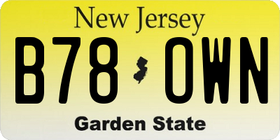 NJ license plate B78OWN
