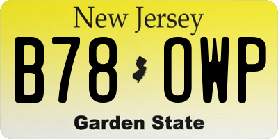 NJ license plate B78OWP