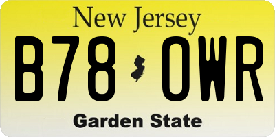 NJ license plate B78OWR