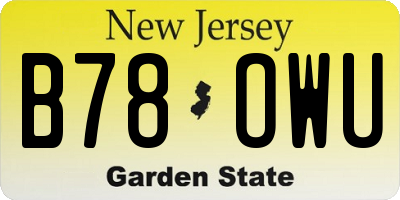 NJ license plate B78OWU