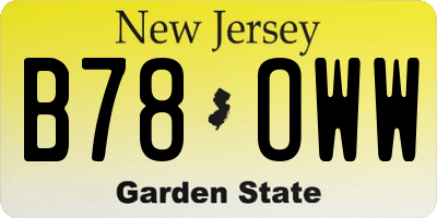 NJ license plate B78OWW