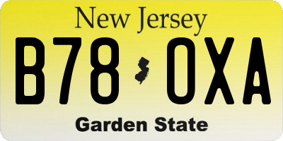 NJ license plate B78OXA