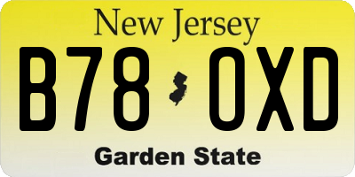 NJ license plate B78OXD