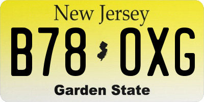 NJ license plate B78OXG